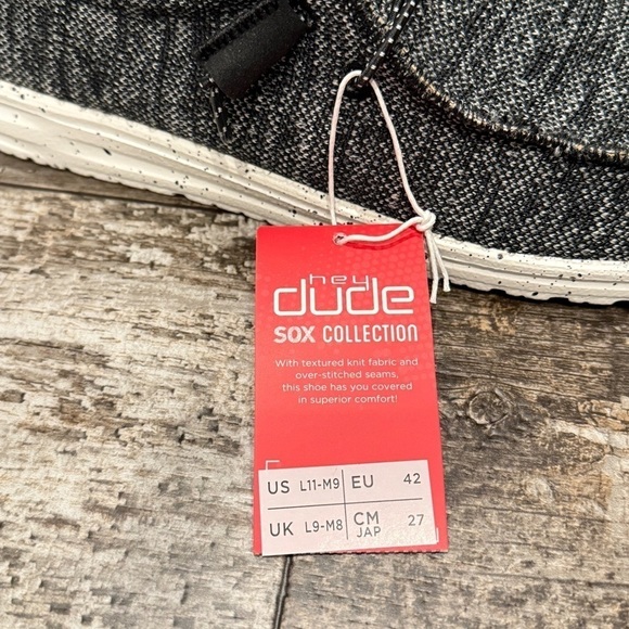 Hey Dude Wally Sox Stitch Wide Lace Up Loafers Shoes Mens 8EE Black White NEW - Picture 7 of 10